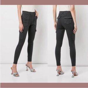 Spanx Stretch Twill Ankle Cargo Pant in Washed Black XLP